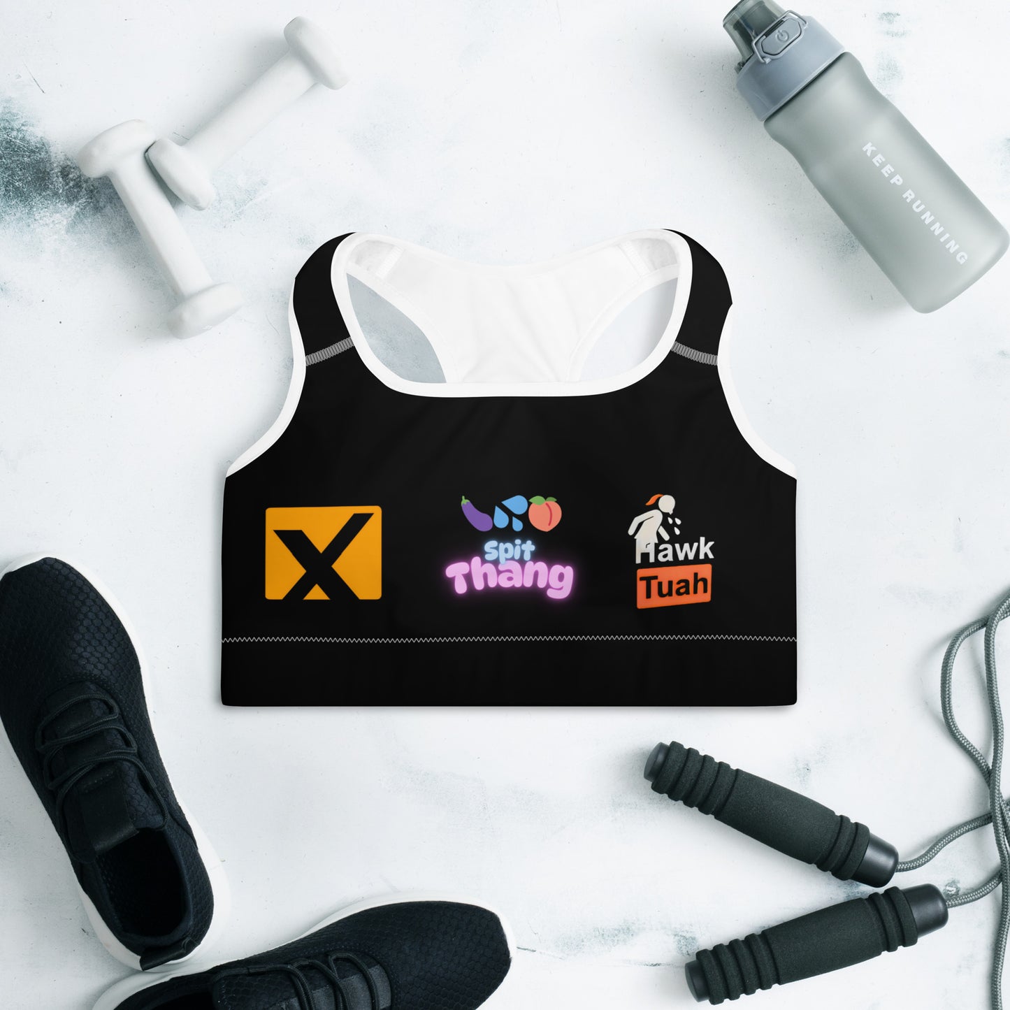 🎀Hawk Tuah Women’s Black Padded Sports Bra – Stylish Comfort & Support for Every Workout!💃 - Hawk Tuah