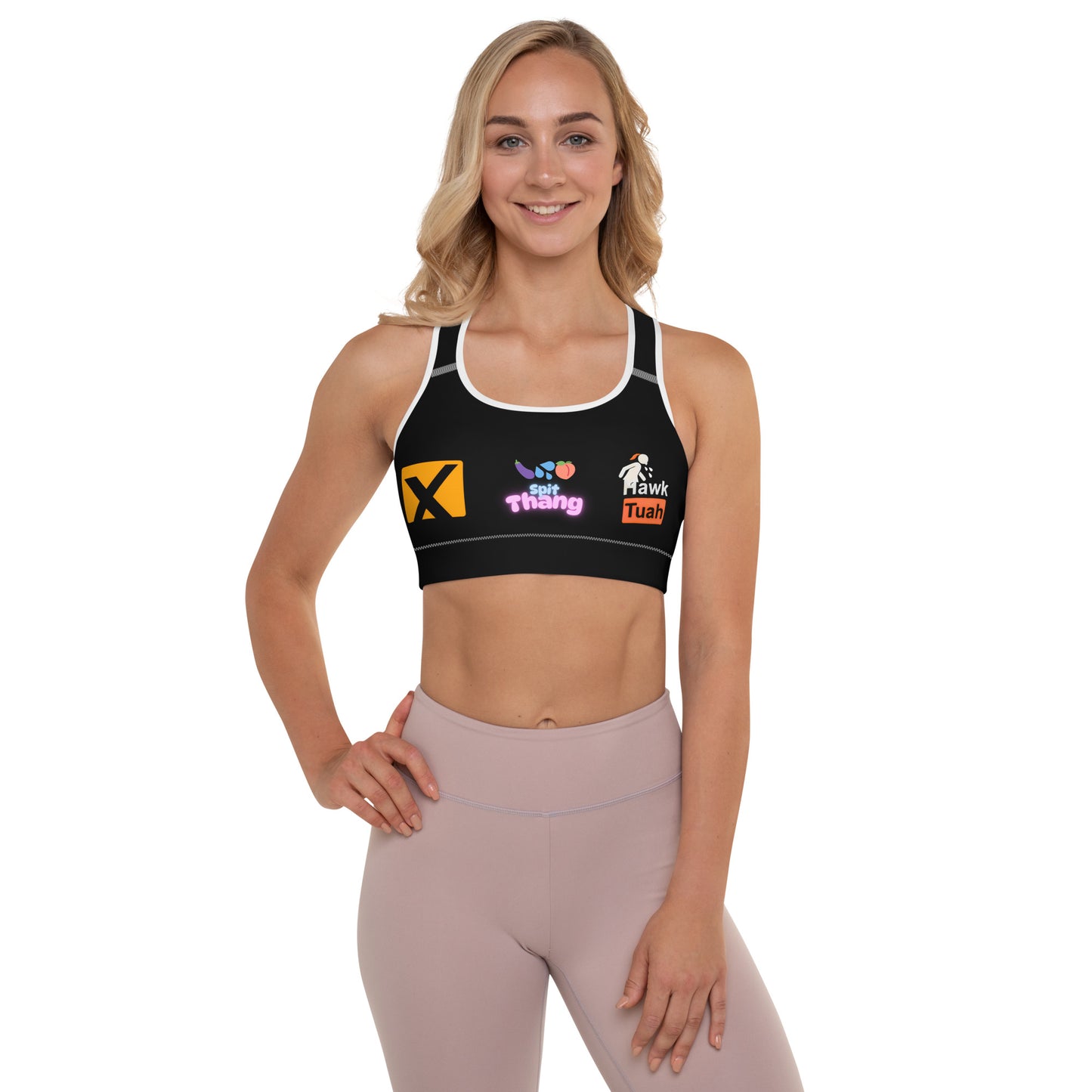 🎀Hawk Tuah Women’s Black Padded Sports Bra – Stylish Comfort & Support for Every Workout!💃 - Hawk Tuah