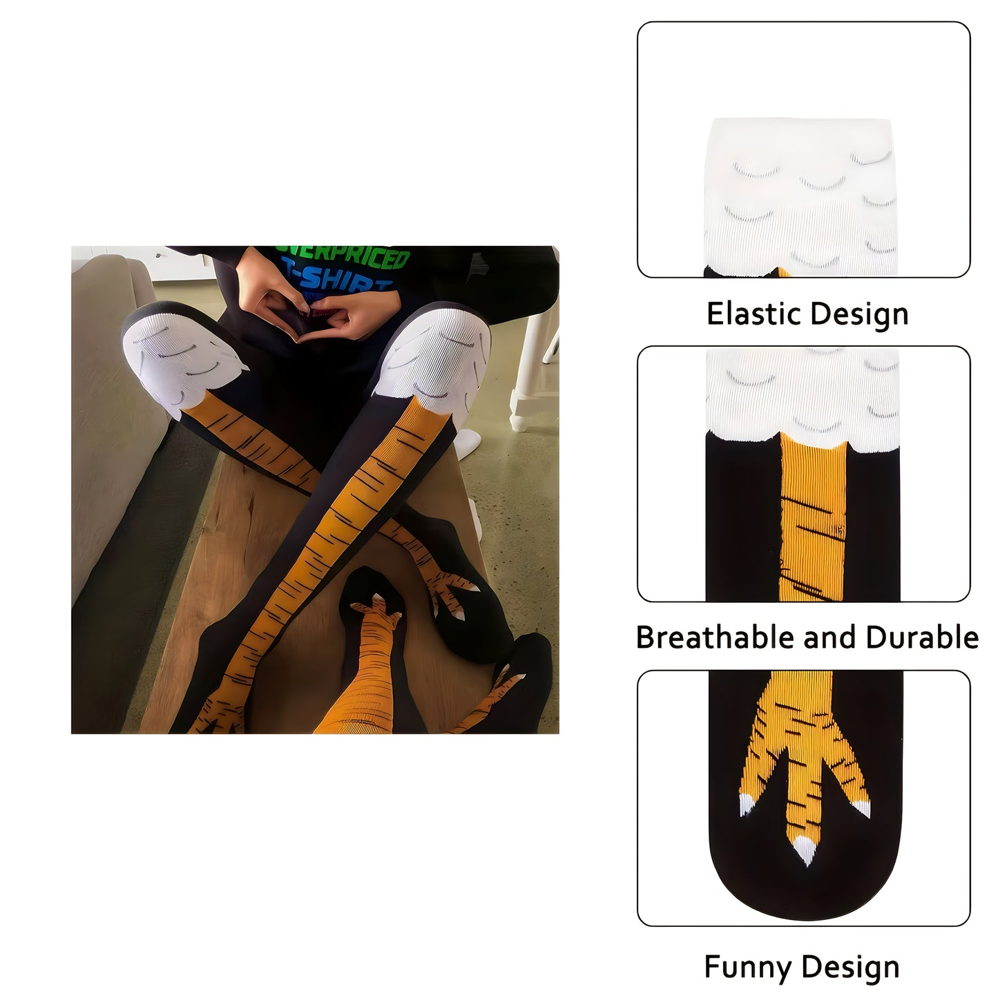 🐥😂Cluckin’ Wild Chicken Leg Socks – Viral TikTok Thigh-Highs That Rule the Coop!🧦🐓🔥