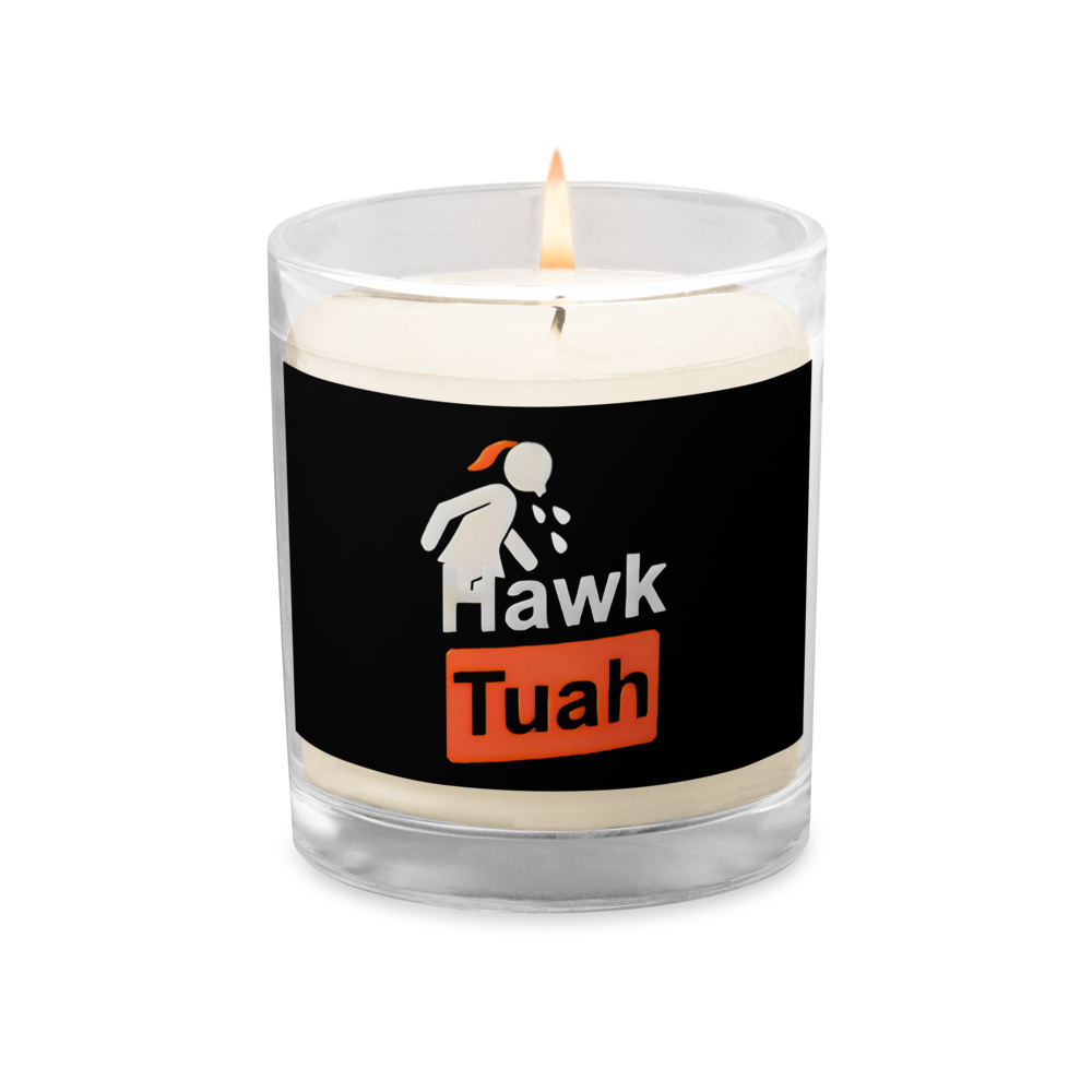 Black Hawk Tuah Glass Jar Soy Wax Candle🩷Stylish, Natural, Legendary Glow🕯️