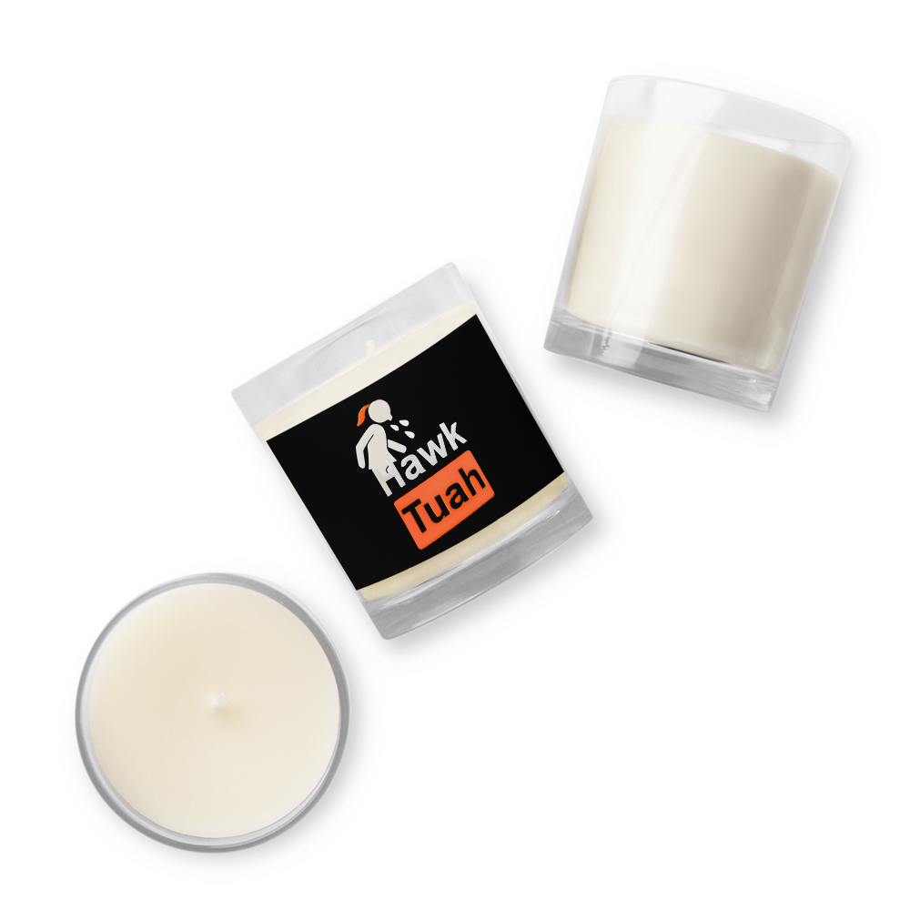 Black Hawk Tuah Glass Jar Soy Wax Candle🩷Stylish, Natural, Legendary Glow🕯️