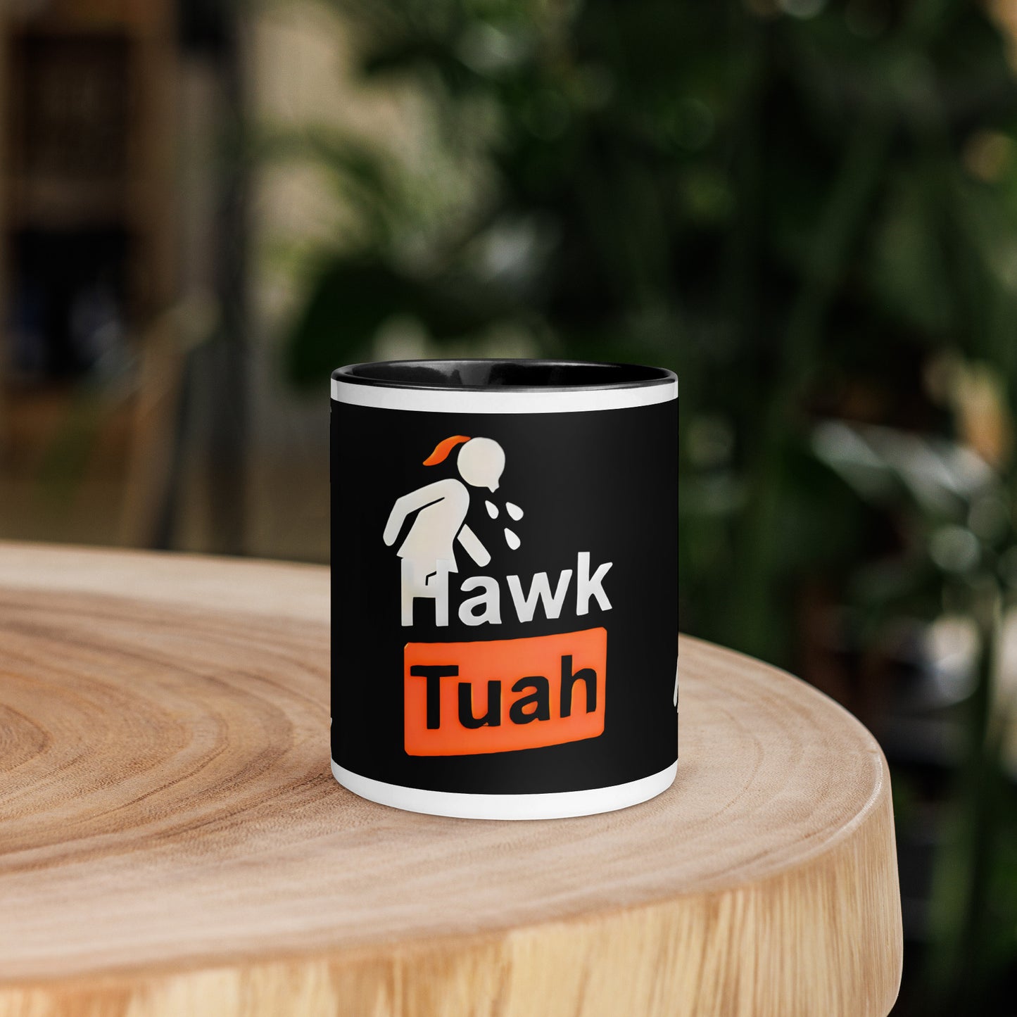 ☕♨️OFFICIAL Hawk Tuah Black and White Coffee Mug with Color Inside: Sip in Style! 🖤🎨