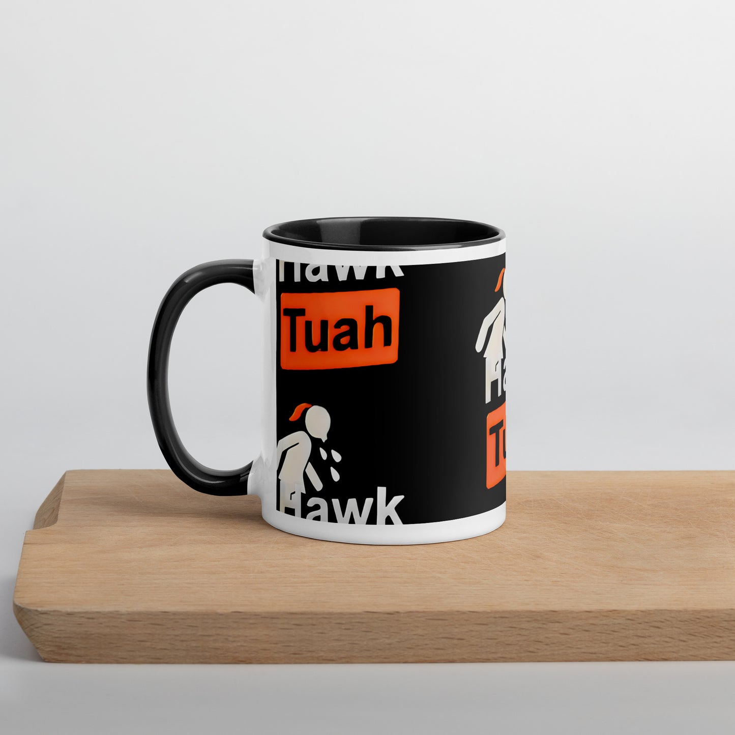 ☕♨️OFFICIAL Hawk Tuah Black and White Coffee Mug with Color Inside: Sip in Style! 🖤🎨