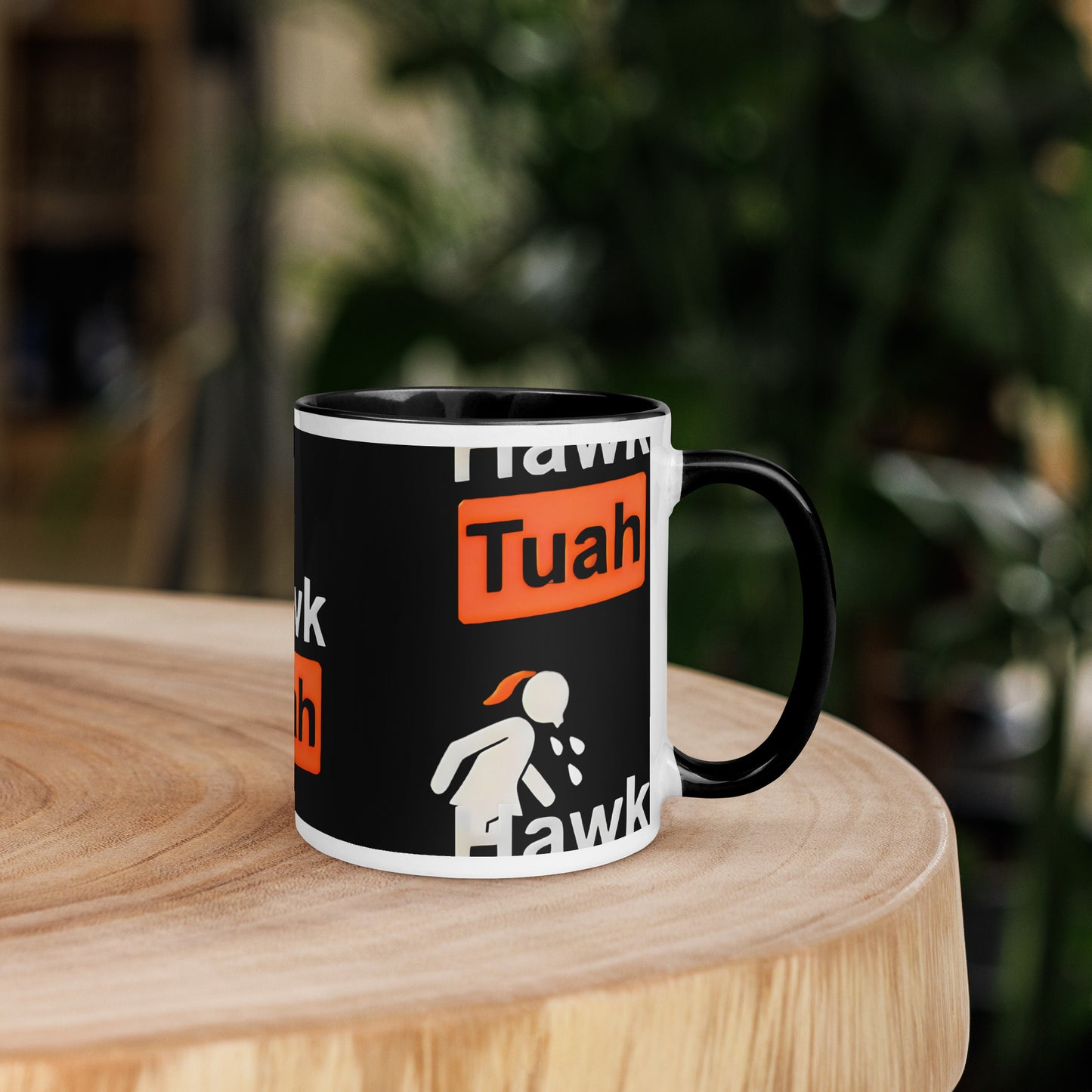 ☕♨️OFFICIAL Hawk Tuah Black and White Coffee Mug with Color Inside: Sip in Style! 🖤🎨